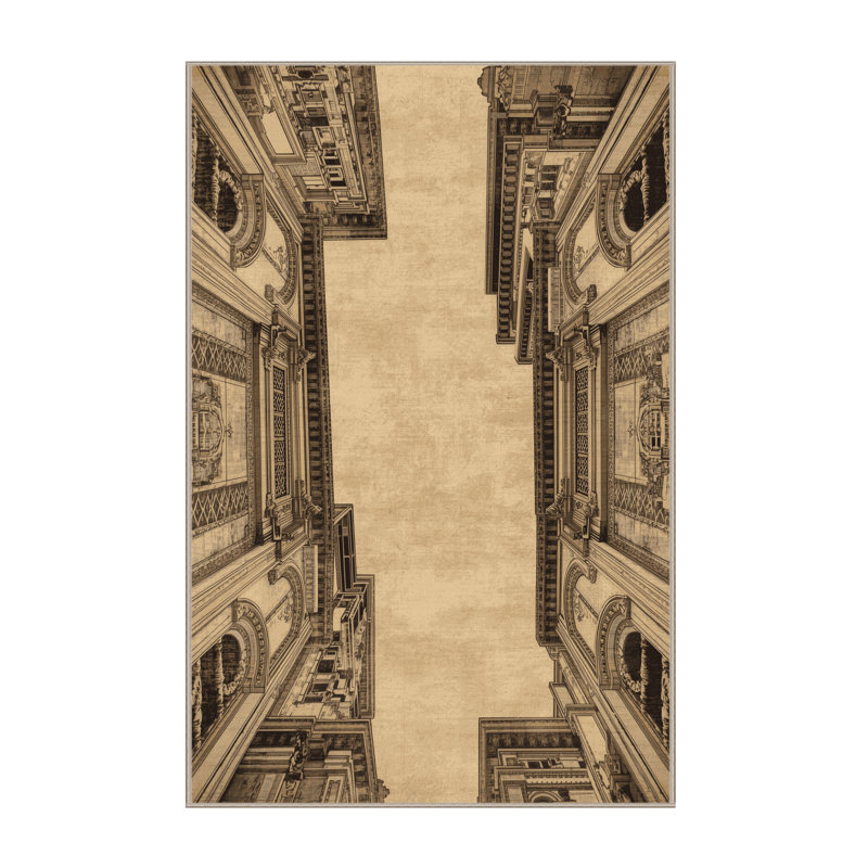 Soft Plush Queanbeyan Quito Historic Center Vintage Vintage Look Area Rug in Brown – Beige Binding, 2x5