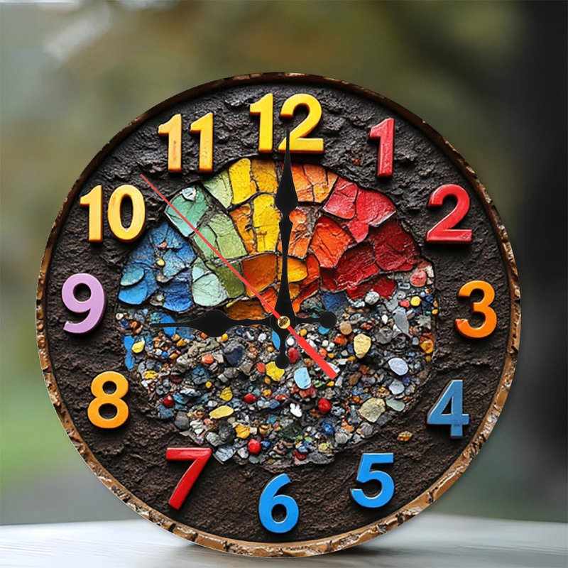 Horloge murale mosaïque en pierre