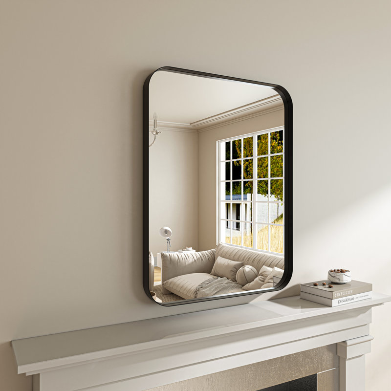 Metal Rectangle Mirror, Black, 22" x 30"