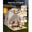 Tente de jeu pour enfants, structure en fibre de verre, matelas rembourré, beige, utilisable à l'intérieur et à l'extérieur, coin lecture/sieste, sac de transport, drapeau, fenêtre aérée, avec guirlande lumineuse étoilée.