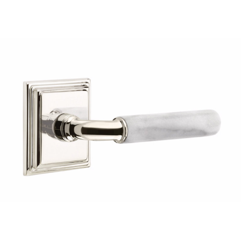 Select Round Passage (Hall & Closet) Door Lever with Square Rosette, Polished Nickel, Left