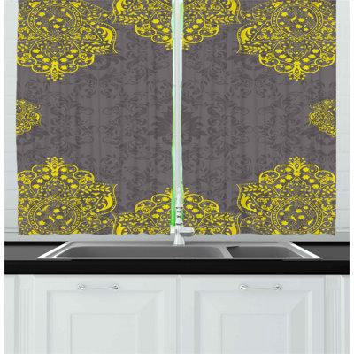 Floral Pointed Kitchen Curtain