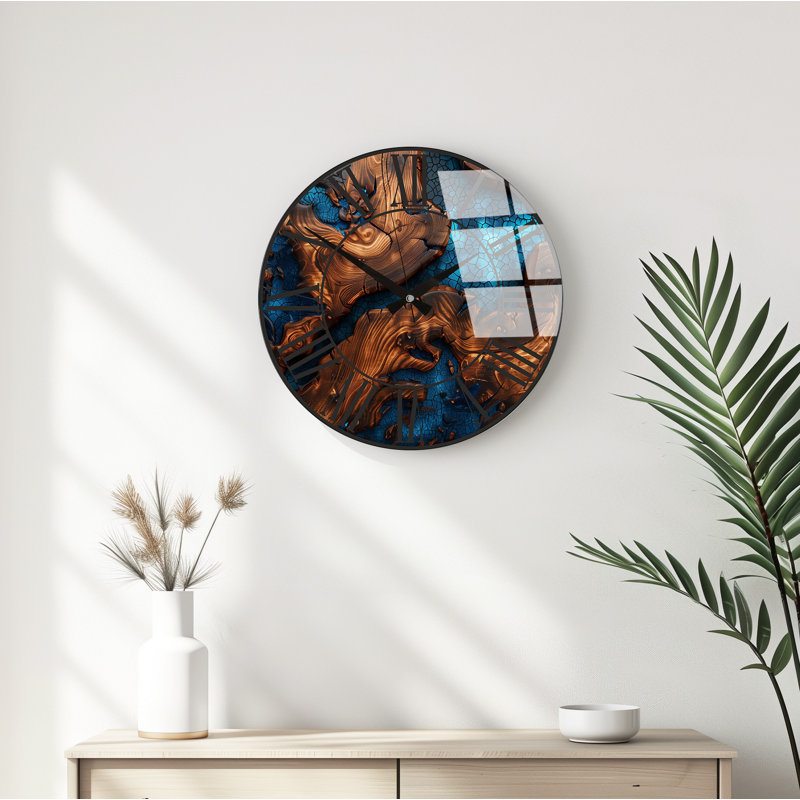 Horloge murale élégante en verre, 15,7 pouces de diamètre | 100% verre avec une épaisseur de 0,16 pouce | Design moderne pour le salon, le bureau et la décoration intérieure | Horloge élégante pour tout mur