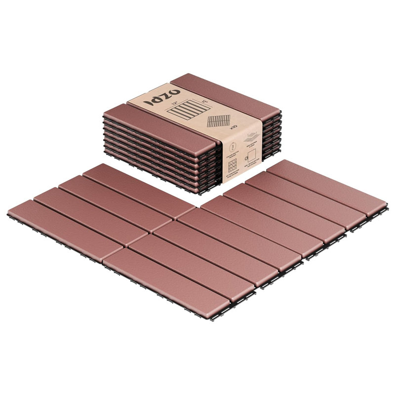 Carreau de terrasse emboîtable en plastique L 12 po x l 12 po DECKING, Brun