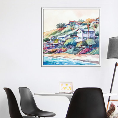 Beige Abstract Dress by On Rei - Floater Frame Gallery-Wrapped Canvas Giclée on Canvas