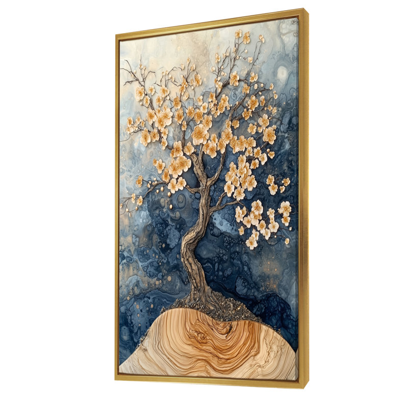 Hodgson - Floral Canvas Art Print, H 60 po x l 28 po, Reproduction encadrée sans passe-partout, Doré