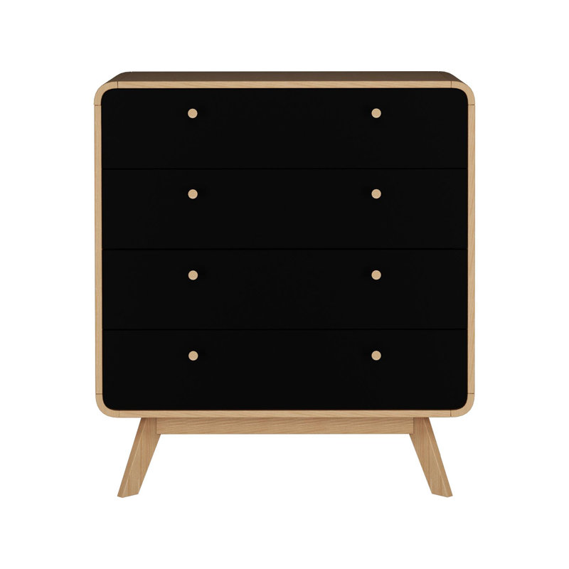 Jenova 31.5'' W 4 - Drawer Dresser, Oak/Black