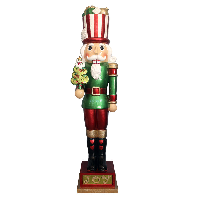Fraser Hill Farm Indoor/Outdoor 4 ft. Candy-Look Nutcracker Greeter Oversized Christmas Décor
