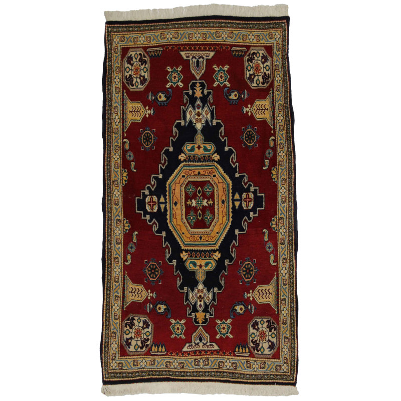 Oniskey Cotton Oriental Area Rug in Navy