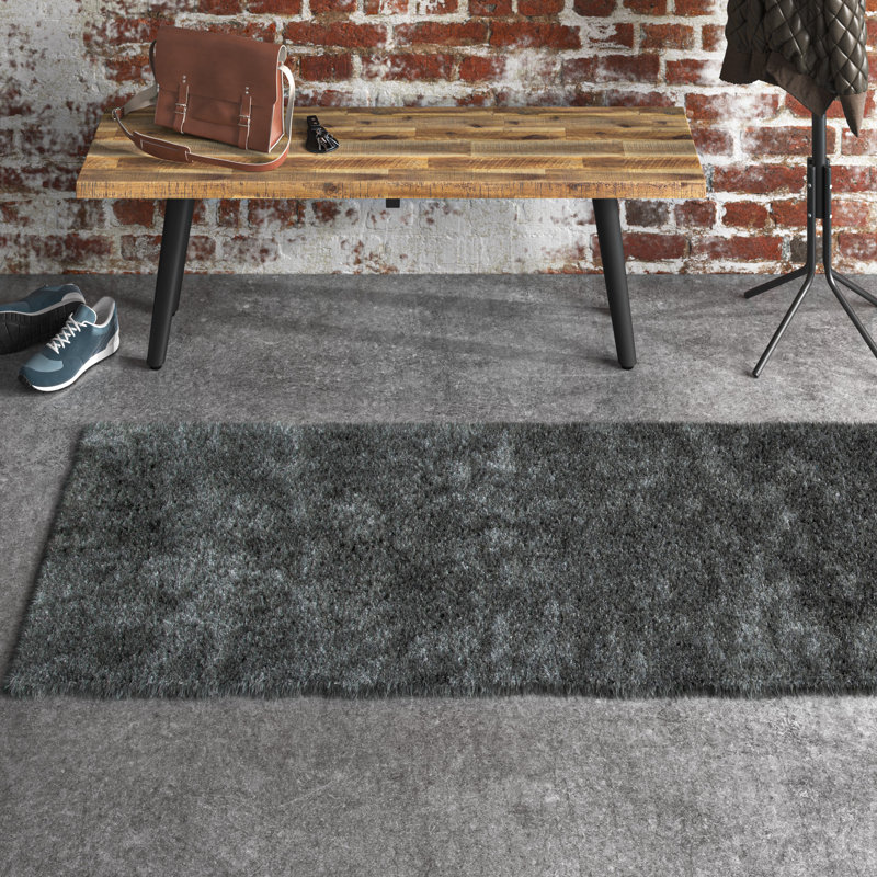 Tapis gris touffeté à la main Annike, Tapis de couloir 2 pi 3 po x 8 pi