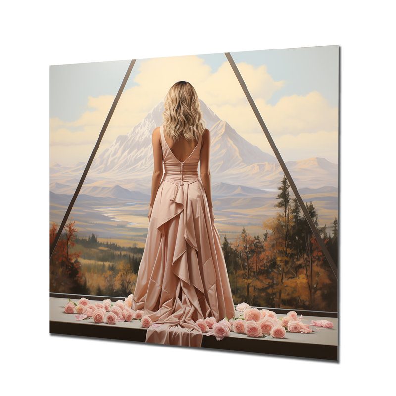 Crystal Visions Woman Meditation Landscape - mode, art mural en métal, H 16 po x l 16 po