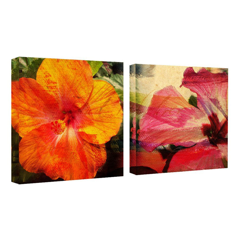 « tropical hibiscus », ensemble de 2 reproductions d’art sur toiles