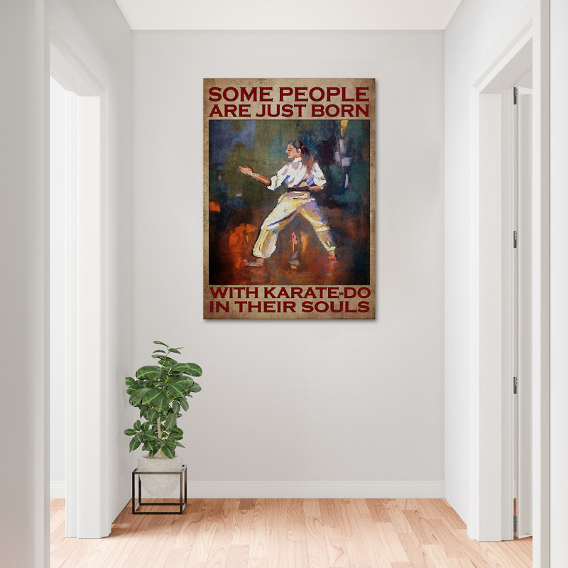 Some People Are Just Born With Karate-Do In Souls Gallery Wrapped Canvas - Sports Illustration Decor, Brown And White Corridor Decor
