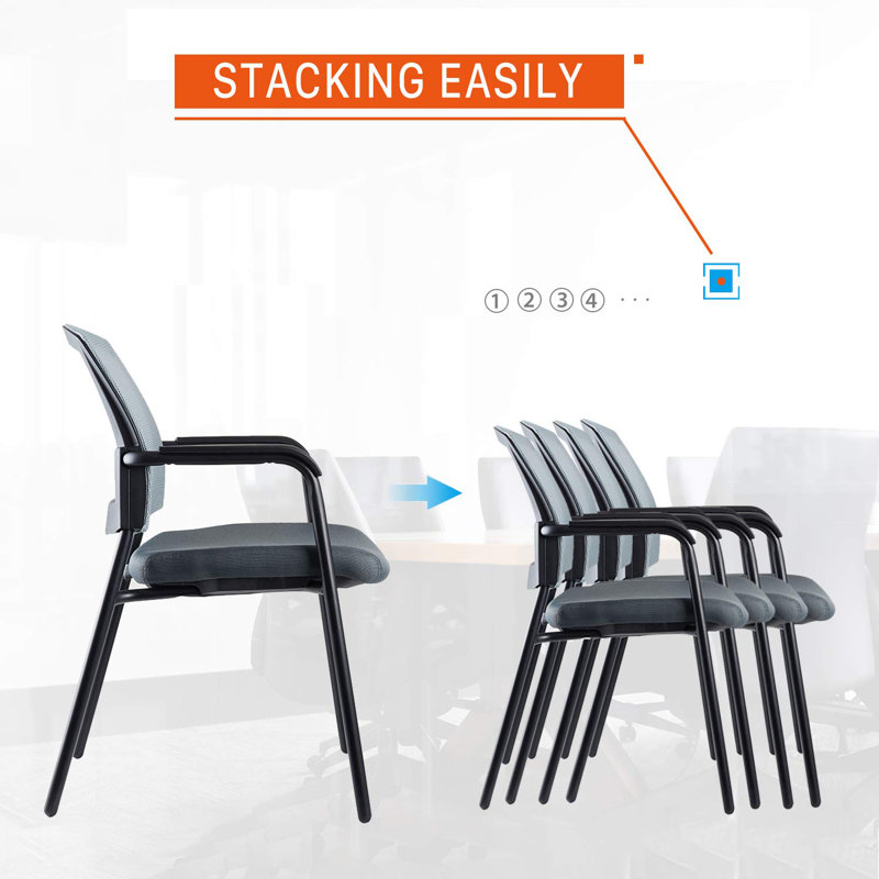 Gray Mesh Stackable Office Chair with Metal Frame