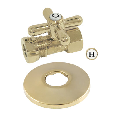 Kingston Brass Vintage 1/2-Inch FIP x 1/2 or 7/16-Inch Slip Joint Quarter-Turn Straight Stop Valve with Flange