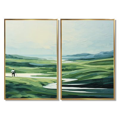Golf Harmonious Drives - Golf, reproduction d'art sur toile, ensemble de 2 décorations vertes