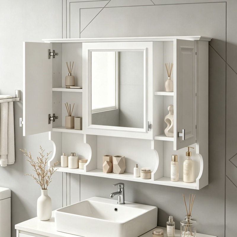 35'' x 28'' Wall Mounted Bathroom Medicine Cabinet, White