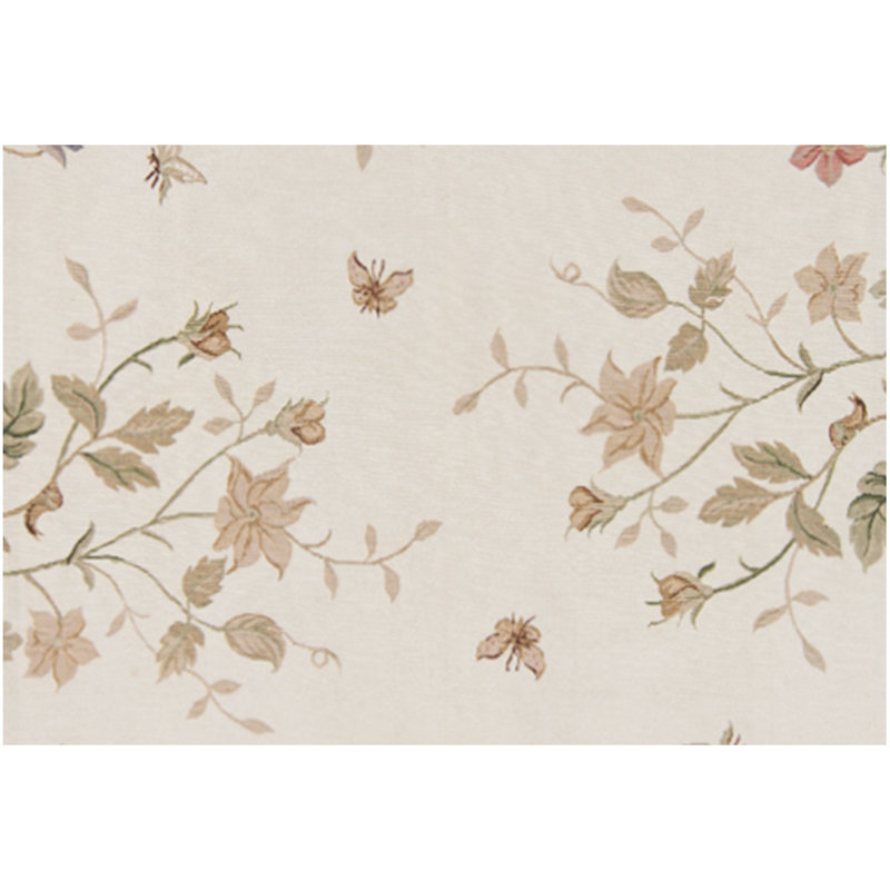 Flatweave Wool Floral Area Rug