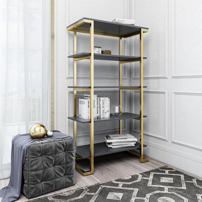 Steel Etagere Bookcase, Graphite Grey