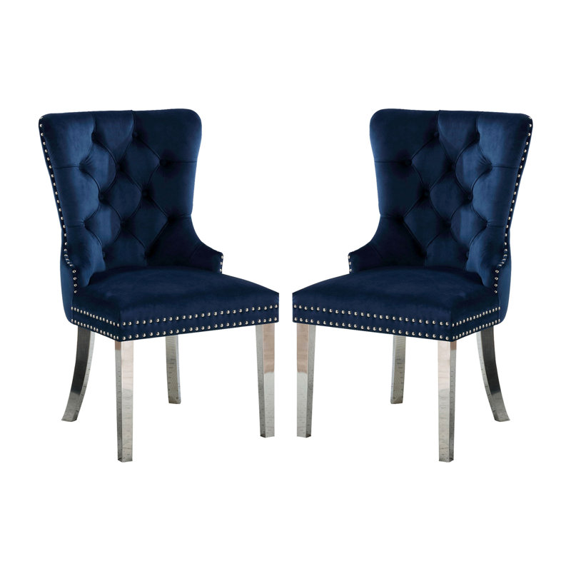 Ensemble de 2 chaises à oreilles avec dossier capitonné