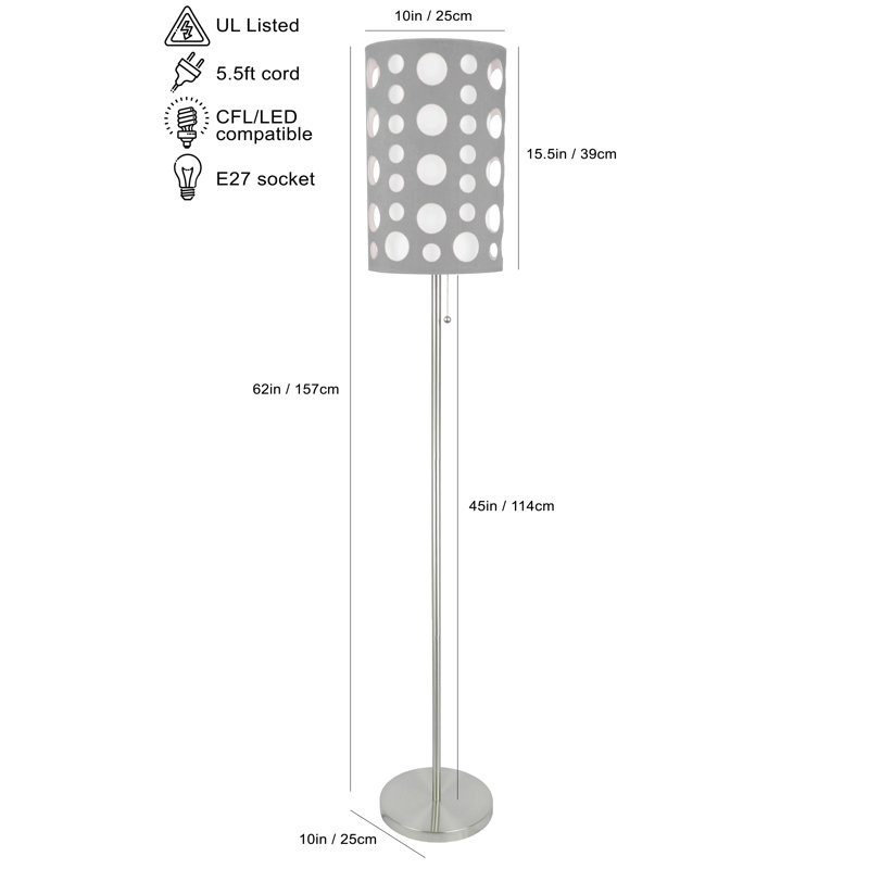 62"H Grey/White Retro Floor Lamp