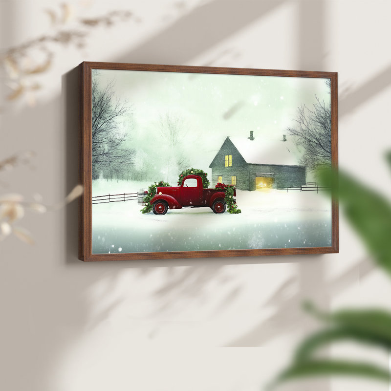 Chirstmas Art-LXI -Framed Print - Restickable, H 22 po x l 28 po, Noyer