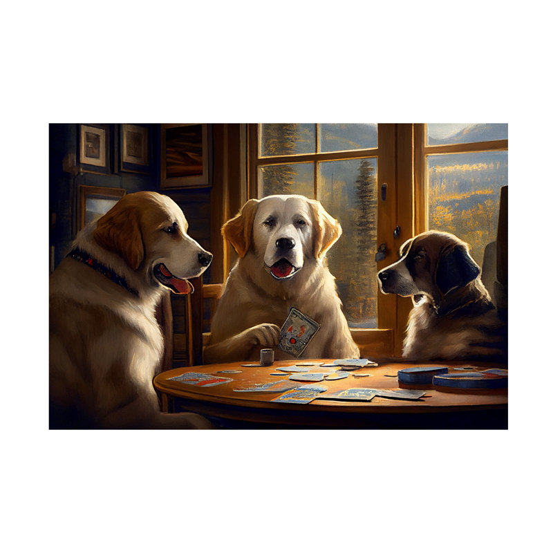 " Dogs IV ", 12" H x 19" W x 2" D