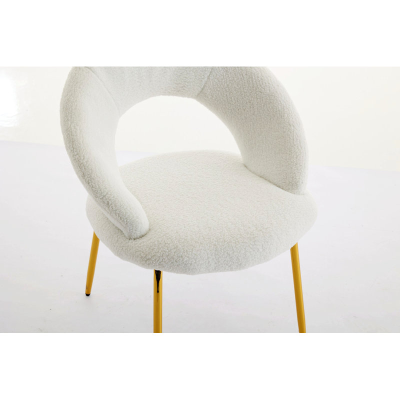 Chaise de salle à manger, chaise d'appoint simple avec dossier incurvé, Blanc
