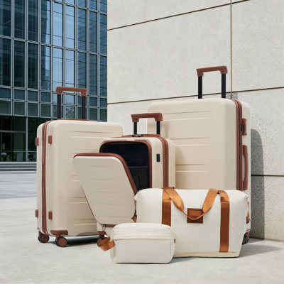 5-Piece Hardside Luggage Set with Front Opening and USB Port