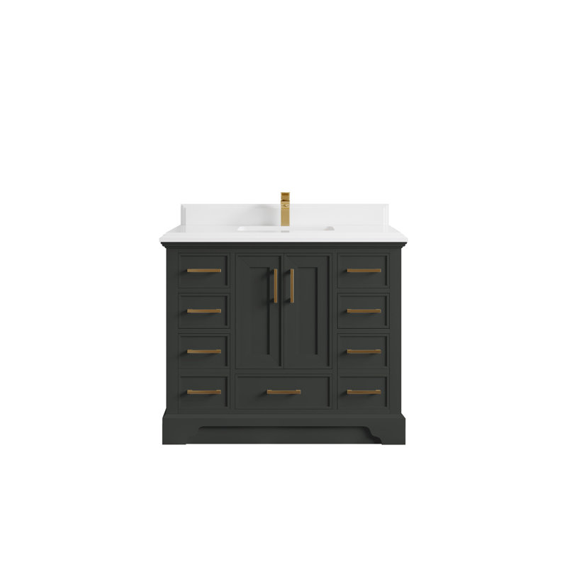 Charlotte 42 " W Freestanding Standard 1 Single Vanity Bathroom Vanity With Quartz Top