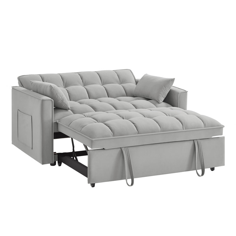 Multifunctional Velvet Loveseat Sofa Bed For Small Spaces