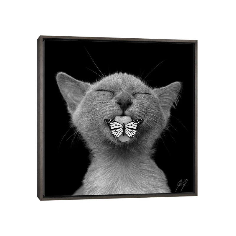 Baaahhh par Kathrin Federer - impression d'art graphique, H 18 po x l 18 po x 1,5 po, Toile encadrée de bois rustique foncé