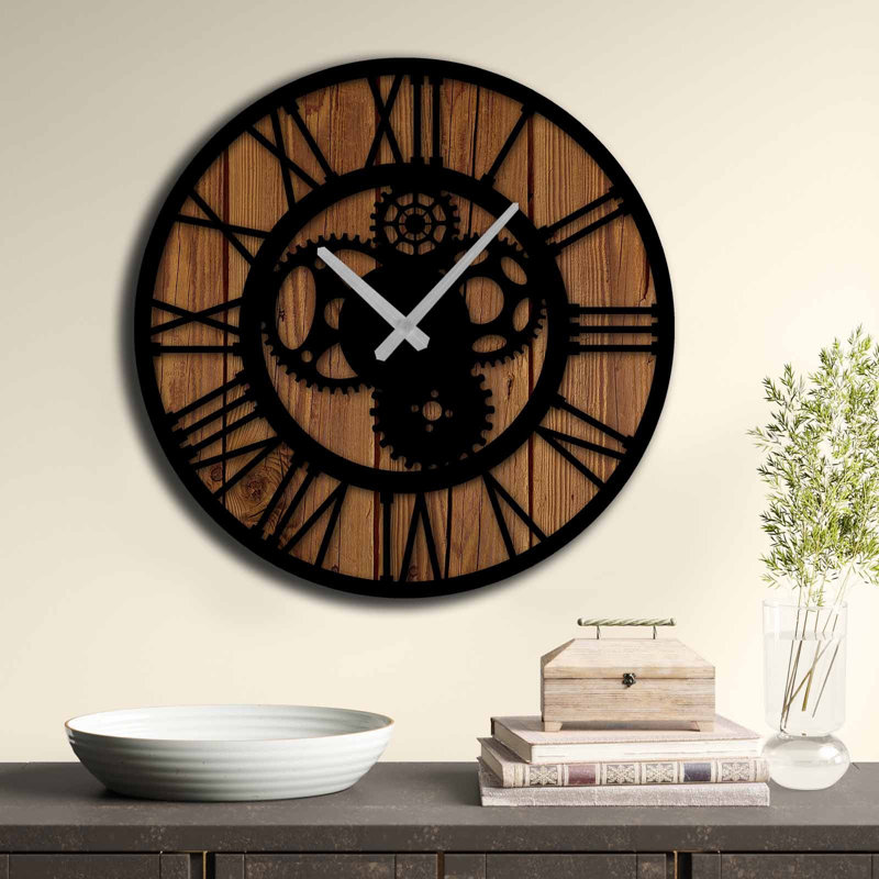 Horloge murale décorative élégante Mapps, 19,7 pouces de diamètre | 100% panneau de fibres à densité moyenne, épaisseur: 0,2 pouce | Design minimaliste élégant pour la décoration de la maison et du bureau | Parfait pour le salon, la chambre à c