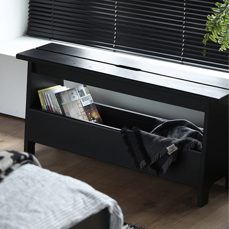 Nordic Oak Black Storage Shoe-Changing Bench