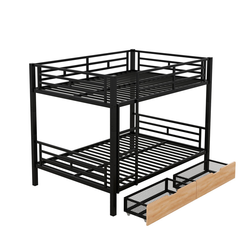 Metal Convertible Bunk Bed With 2 Drawers