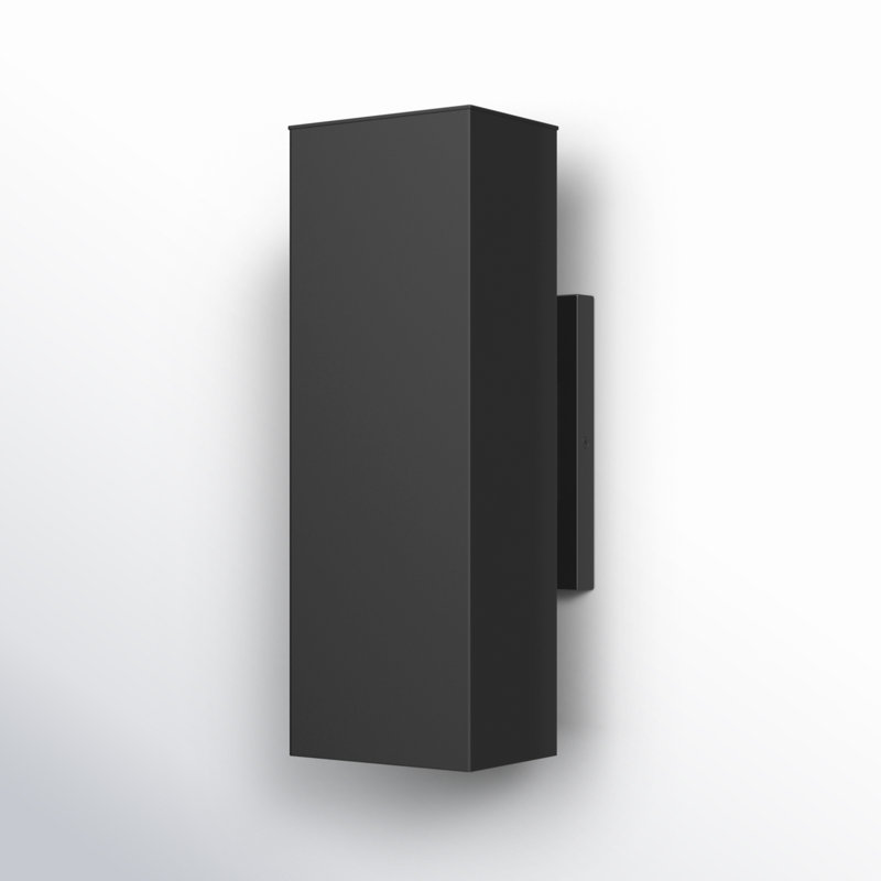 Medium Two Light Outdoor Wall Lantern, 14.25" H x 5" W x 7.75" D, Black, No