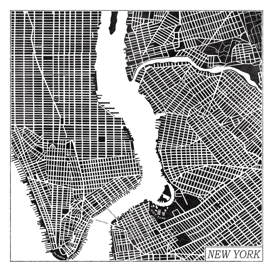 Leinwandbild New York Map Black von Laura Marshall