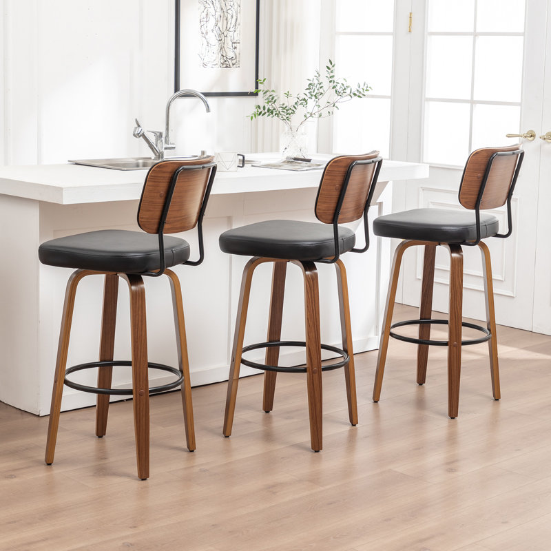 Swivel Upholstered Counter Stool, Counter Stool (26.37" Seat Height), Black