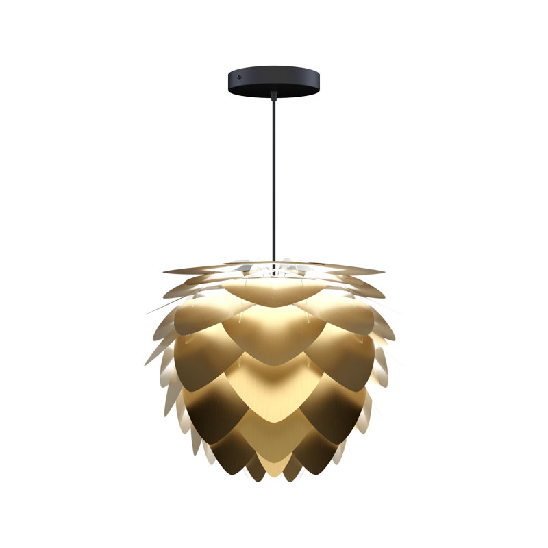 Estelle 1 - Light Unique/Statement Pendant, 18.9" H x 23.3" W, Black, Brushed Brass