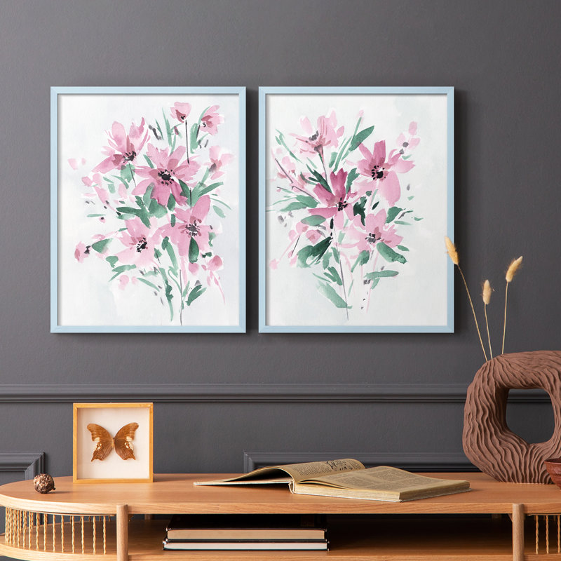 Posy Blooms III - reproduction encadrée de qualité supérieure - prête à être accrochée - aucun clou requis - aucun clou requis