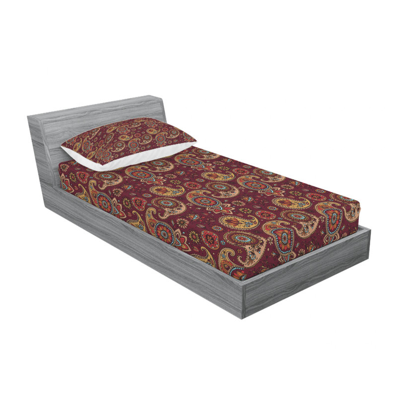 Microfiber Floral Sheet Set, Twin XL Sheet Set with 1 Pillowcase, Paisley 12