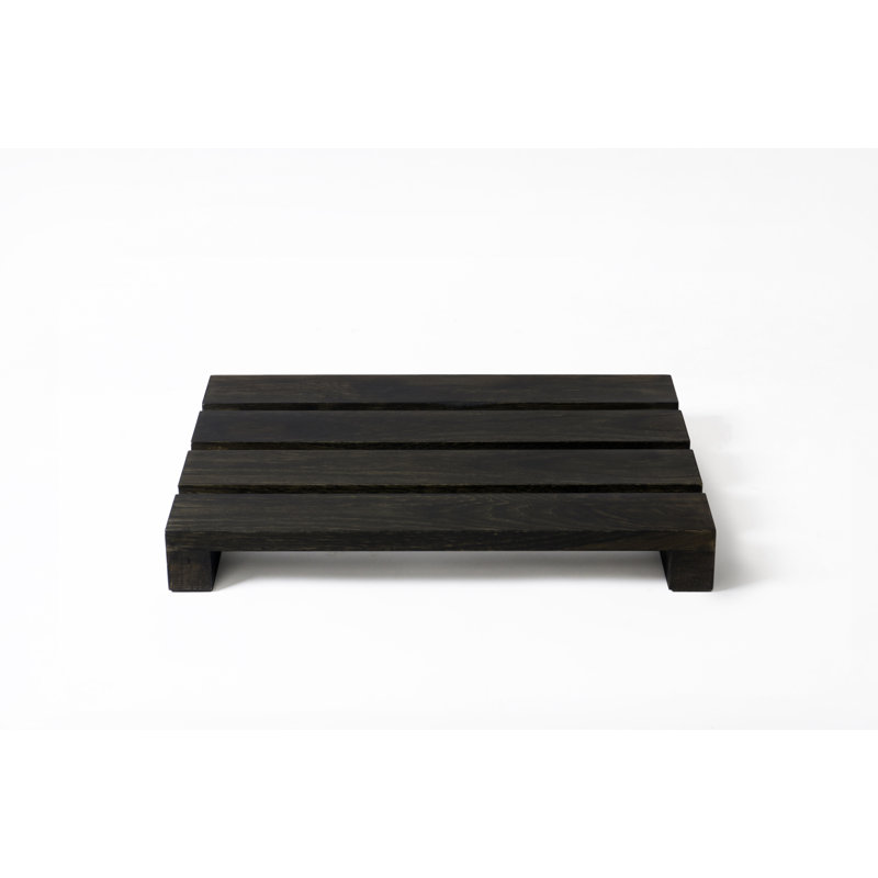 Belinda Solid Wood Shower Mat, Dark Oak