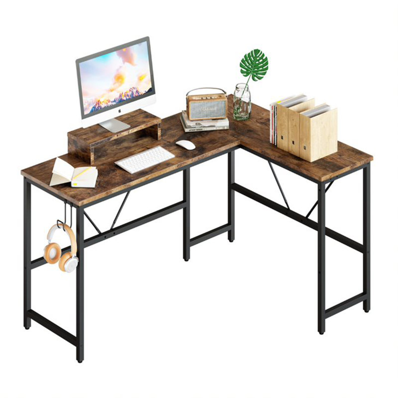 Modular L-Shaped Solid Wood Steel Computer Desk