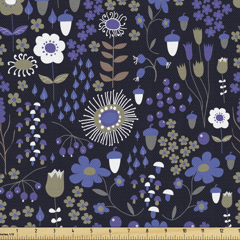 Olevia Ecological Botanical Composition of Flowers Leaves Fabric
