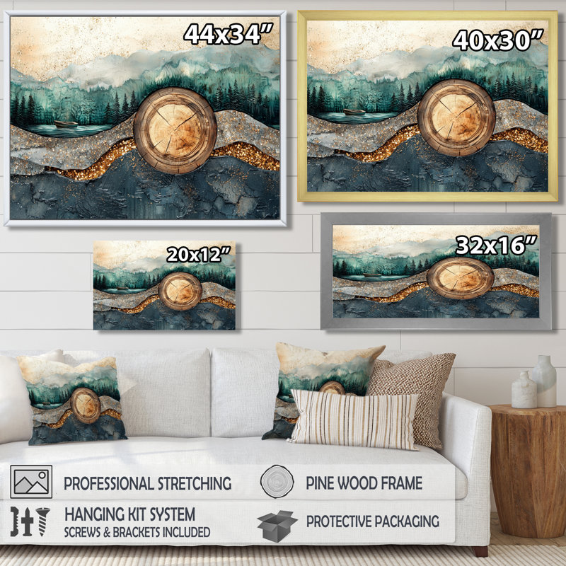 Émeraude et rivière de cristal dans la forêt I - forêt, art mural, H 12 po x l 20 po, Impression encadrée flottante