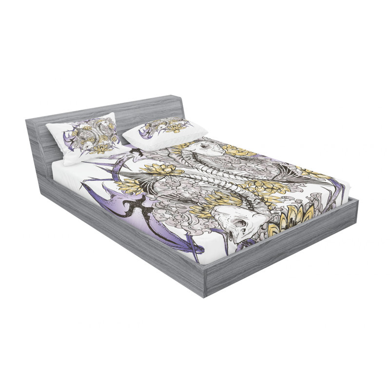 Ensemble de draps traditionnels pour la composition de poissons avec lotus fleurs traditionnel eastern