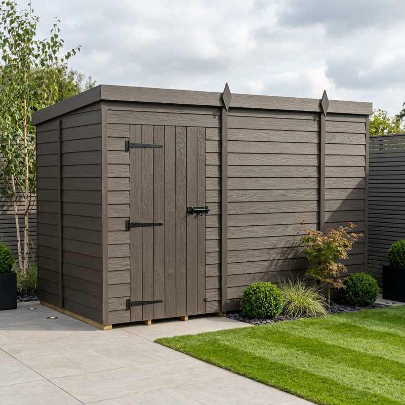 Total Sheds 10ft x 5ft Composite Pent Garden Shed - Single Door - No Windows - EPDM Rubber Roof - UK Manufactured