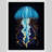 Blue Jellyfish Marine Animals Modern Nautical Design Prints Rustic Framed Poster-109747531-109747528