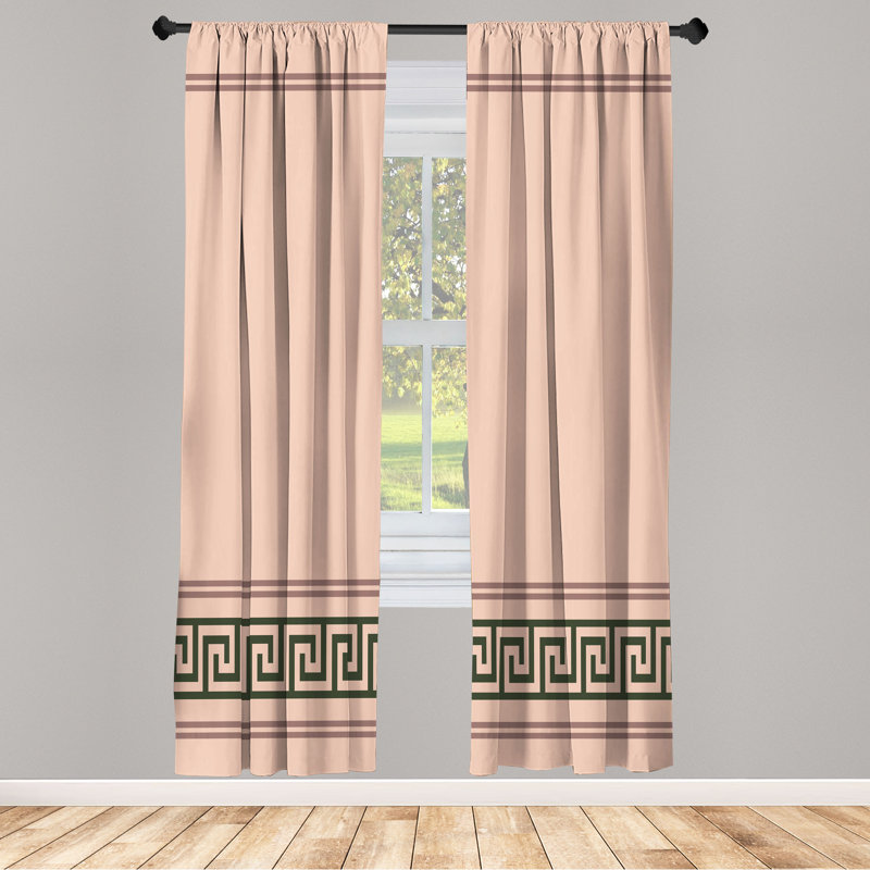 Semi Sheer Curtain Pair, Blush Emerald/Gray Pink, 28" W x 63" L