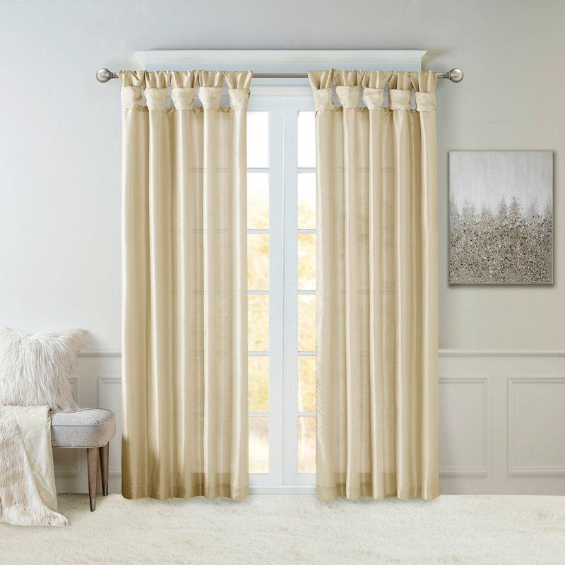 Twist Tab Lined Window Curtain Panel 50X95", Champagne, 50.03" W x 95.03" L